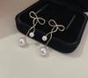 Accesorios diy Pendientes de botón largos dulces de plata esterlina S925 con doble cuenta soporte vacío pendientes de estilo coreano soporte plateado productos semiacabados