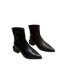 Botines Franceses Delgados para Mujer Otoño/Invierno Nueva Llegada Punta Fina Caña Corta Botines Chelsea Tacón Alto Grueso Tobillo Elástico Botines al Descubierto