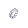 Anillo Cubano Hip-Hop Europeo y Americano 7mm Tres Circonitas Anillo Hueco Completo de Circonitas para Hombre Anillo de Cruz Hip-Hop Venta Caliente Transfronteriza