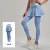Pantalones Culotte Falsos de Dos Piezas con Bloques de Color Juyitang, Cintura Alta, Control de Abdomen, Aspecto Adelgazante, Ropa de Exterior para Fitness, Pantalones de Yoga Antiexposición para Mujer