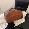 2023 Nova Bolsa de Flanela com Zíper de Grande Capacidade Portátil Simples Retrô Costura Bolsa Cosmética Moda