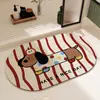 Tapete de Chão de Terra de Diatomáceas com Dachshund Listrado Retrô Tapete de Banheiro Estilo Desenho Animado para Pets Tapete Removedor de Poeira para Porta de Entrada Direto do Fabricante