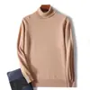 Suéter de punto de lana para hombre de otoño e invierno, cuello alto, suéter de lana casual de cuello semi-alto, suéter básico de cuello redondo para venta al por mayor