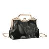Bolsa Quadrada Pequena Vintage Bordada Estilo Chinês Tendência Nacional Bolsa Transversal Portátil Bolsa Casual Estilo Étnico Cheongsam Bolsa Pinça em Formato de Lábio