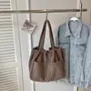 Bolso Tote de Pana de Gran Capacidad para Mujer 2026 Nuevo Color Sólido Bolso de Mano Casual Bolso de Hombro con Cordón de Moda Comercio Exterior