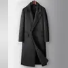 Abrigo de Lana para Hombre para Otoño e Invierno, Cruzado, Hasta la Rodilla, Estilo Largo, Estilo de Negocios Juvenil, con Forro de Plumas Desmontable, Abrigo de Lana Doble Cara