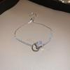 Exquisito Pulsera de Mariposa de Cristal Artificial Perla Plata Rota para Niñas, Pulsera de Moda y Versátil, Joyería de Mano Fresca y de Gama Alta