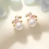 Brincos de Pérola de Pônei Desenho Animado Fofo para Mulheres, High-End, Luxo Acessível, Versáteis, Simples e Modernos, Brincos com Pino de Prata S925