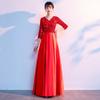 Traje de Performance para Coro Feminino Vestido Longo Novo Traje de Banquete para Apresentador Vestido de Noite Coral Traje de Palco para Competição de Canto Coral