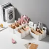Cesta de Armazenamento Cosmético Removível de Bambu e Madeira Cesta de Armazenamento de Utensílios de Cozinha Caixa de Armazenamento de Madeira e Plástico para Mesa de Centro de Sala de Estar