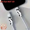 Protector de cable de datos plano 2D con un diseño de gatito lindo y travieso, diseñado para prevenir roturas y proporcionar resistencia al desgaste para cables Tipo-C