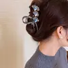 Grampo de cabelo geométrico de folha de ginkgo com diamante coreano Novo design de cabeça traseira Sense Grab Clipe de cabelo de metal da moda Acessórios para cabelo para mulheres