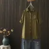Camisa Nueva de Manga Corta de Verano Estilo Bosque Doble Capa Hilo de Algodón Top para Mujer Estampado Solapa Casual Talla Grande Camisa 63633