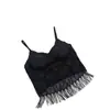 Camisola de Encaje con Borlas de Nuevo Estilo para Mujer, Estilo Delgado de Verano con Copas, Ropa Interior Adelgazante, Hermoso Top Base para Espalda