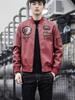 Chaqueta de Piel Sintética para Hombre 2019 Cuello Baseball Bordado Chaqueta de Motociclista Primavera Otoño Chaqueta de Piel Casual de Moda para Hombre Dropshipping
