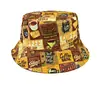 Sombrero de Pescador Estampado Transfronterizo, Reversible, Unisex, Sombrero Versátil con Protección Solar para Actividades al Aire Libre, Sombrero de Cubo Retro con Graffiti