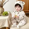 Mameluco Súper Lindo con Capucha para Bebé 2026 Nuevo Modelo Lindo Perro Rayado de Dibujos Animados Traje para Gatear Ropa de Una Pieza para Recién Nacido Moderna
