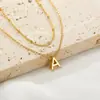 Amazon Collar de Acero Inoxidable con 26 Letras Moda Simple Doble Capa Colgante de Perlas de Arroz Collar para Uso Diario de Mujer