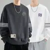 Camiseta Masculina de Manga Longa em Destaque, Estampa de Marca Tendência, Top Outono/Inverno, Moletom, Camiseta Interior Juvenil, Camada de Base