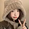Nuevo Sombrero de Peluche Lindo con Orejas de Oso para Mujer Otoño e Invierno Protección para las Orejas Cabeza Grande Sombrero Lei Feng Invierno