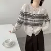 Nuevo cárdigan de punto Fair Isle vintage de cuello redondo para otoño e invierno de la fábrica Dalan Source, chaqueta superior para mujer