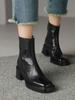 Botines Retro Franceses de Tacón Grueso para Mujer, Nuevos Botines de Tacón Alto de Punta Cuadrada Otoño e Invierno 2026, Botas Martin Versátiles y Estilizadoras