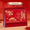 Calendário de Mesa Personalizado 2027 Ano do Carneiro Novo Estilo Calendário com Suporte Vermelho Ornamento de Mesa para Escritório Estilo Chinês Vazado Estampagem a Quente Calendário Mensal
