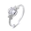 Anillo de Boda Simulado Transfronterizo Europeo y Americano para Mujer, Anillo de Plata de Ley S925 con Forma de X y Zafiro, Venta Directa de Fábrica en Transmisión en Vivo
