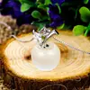 Colar banhado a prata e cobre, atacado, feminino, clavícula curta, pingente de cristal de opala de maçã, nova joia de prata da Coreia do Sul