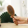 Pente de Almofada de Ar de Sândalo Dupla Face para Volumizar o Cabelo, Pente com Airbag para Alisar Cabelos Longos e Curtos, Pente de Massagem para Uso Doméstico, Madeira Maciça Sem Pintura