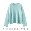 Suéter Nuevo de Cachemir 100% Puro para Mujer Otoño e Invierno, Cuello Redondo, Cepillado, Tejido Grueso, Suéter Corto Holgado para Mujer, Versátil