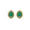 Brincos Huibao de Prata S925 Banhados a Ouro com Inlay de Esmeralda Africana em Formato de Ovo, Simples e Frescos, Nicho Versátil, Moda