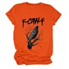 Amazon Ebay Site Independente Moda Única Produto Novo Feminino F-Caw-F Estampa de Águia Gola Redonda Manga Curta Camiseta