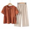 Camiseta de Verano de Manga Corta para Madre de Mediana Edad Cuello Redondo Camisa Versátil Traje Casual Transpirable para Mujeres de Mediana Edad y Mayores