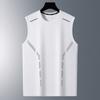 Nueva 2025 Verano Básico Popular Delgada para Hombre Estampada Sin Mangas Juvenil Popular Cuello Camiseta de Hombre