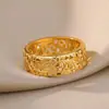 Anillo Cerrado para Mujer con Diseño Geométrico de Corazón y Flor de Rosa, Estilo Ins Europeo y Americano, Anillo Chapado en Cobre Dorado, Fabricante, Venta al por Mayor