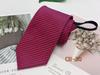 Corbata Roja con Cremallera para Hombre Fácil de Tirar Gratis Novio Padrino Corbata Casual de Negocios Hilo Rayado Teñido 8cm