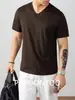 Camiseta de Manga Corta para Hombre de Algodón Modal 60S con Sensación de Nube, Cuello en V, Color Puro, Fresca y Amigable con la Piel, Nueva de Verano 2026