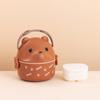 Bolsa de Lanche de Camada Única com Urso e Óculos para Trabalhadores de Escritório, Marmita Estilo Japonês para Estudantes, Marmita para Micro-ondas com Tampa Tropical