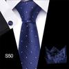 Corbata azul de tres piezas para hombre, corbata formal, suministro directo de fábrica, transfronterizo