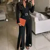 Bai Fen Zhi Yi TikTok 2026 Nuevo Elegante Estilo Maduro Traje Negro Cuello Solapa Manga Larga Mono con Abertura