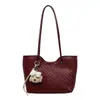 Bolso tote tejido simple, moderno y elegante, para mujer, bolso de hombro fresco estilo coreano, bolso de mano casual de gran capacidad para el día a día