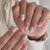 Uñas francesas de lunares blancos lechosos, sencillas, de pegar, lindas y elegantes, manicura estilo Ins, uñas postizas suaves y extraíbles al por mayor