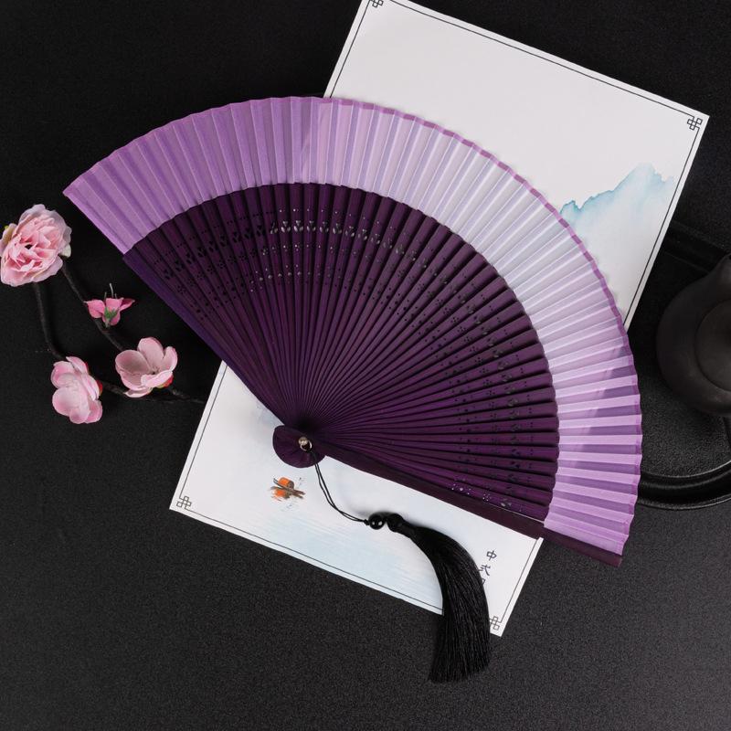中国风结婚新娘拍照扇子道具渐变色舞蹈中式汉服旗袍古风晨拍折扇