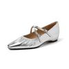 Zapatos Mary Jane de Cuña Interior de Piel de Oveja con Pliegues Suaves 2025 Tacón Medio Punta Cuadrada Correa Cruzada de Cuero Talla 41 Plus
