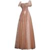Vestido Europeo y Americano con Mangas Abullonadas para Mujer 2026 Nuevo Estilo Banquete Actuación Coro Escenario Boda Venta al por Mayor Vestido de Noche