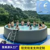 Bestseller transfronterizo: Piscina inflable con acabado cepillado, piscina redonda grande para exteriores, doble capa engrosada y resistente al desgaste, certificada CE