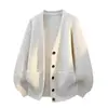 Suéter cardigan com decote em V, jaqueta de corte solto para homens, estilo old money, jaqueta de tricô cor sólida, top, novo modelo transfronteiriço 2026