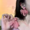 Brincos de tecido chiffon rosa claro amor doce brincos Mori brincos