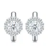 Pendientes de plata S925 transfronterizos superventas europeos y americanos con moissanita, diseño de flor redonda de cuatro puntas, pendientes versátiles de lujo ligero de nicho para mujer